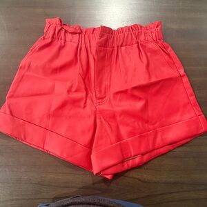 Buddy Love Women's Red Pleather Shorts